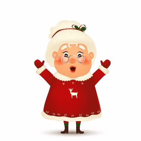 Premium Vector | Happy mrs. claus cartoon character isolated.