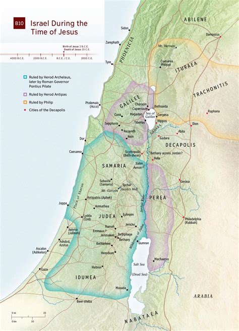 Map of Holy land in Jesus time - Map of the Holy land in the time of Jesus (Israel)