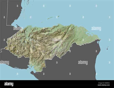 Honduras, Relief Map With Border and Mask Stock Photo - Alamy