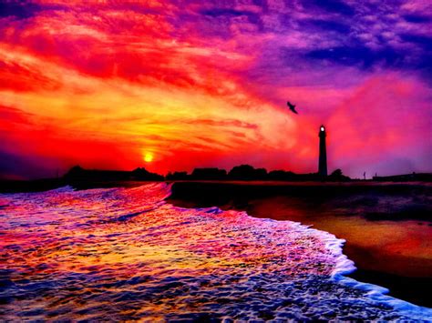 3840x2160px, 4K Free download | Lighthouse at sunset, colorful, colors ...