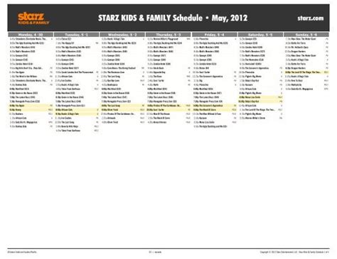 STARZ KIDS & FAMILY Schedule - May, 2012