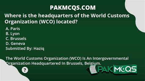 Where is the headquarters of the World Customs Organization (WCO ...