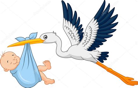 Stork Carrying Baby Cartoon Clipart Vector FriendlyStock