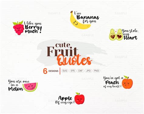 6 Cute Fruit SVG Quotes Tropical Fruit Svg Summer Fruit | Etsy