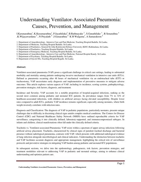 (PDF) Understanding Ventilator-Associated Pneumonia: Causes, Prevention ...