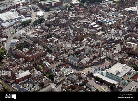 aerial view of Worcester city centre, Worcestershire, UK Stock Photo ...