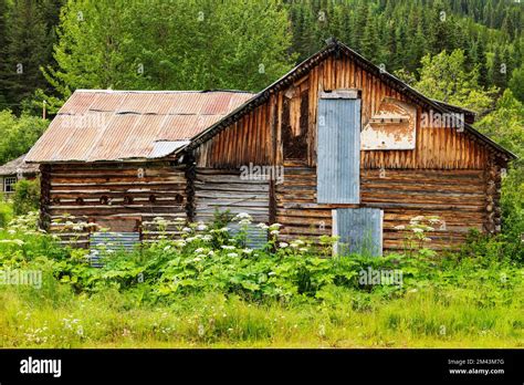 Rustic & aged abandoned log cabin; Dease Lake; British Columbia; Canada Stock Photo - Alamy