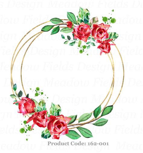 Red Roses on Gold Frame Png Floral Frame Png Flowers Png - Etsy