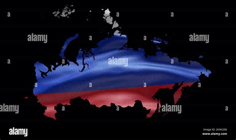 Russia map shape with waving flag background. Alpha channel outline of ...