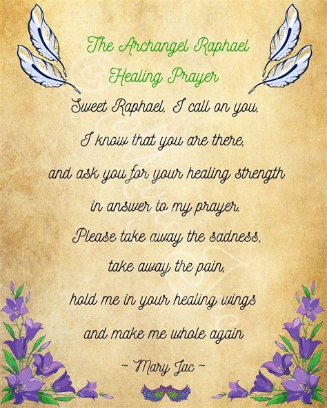 Archangel Raphael Healing Prayer Angel Poem Healing Poem Digital File Download 10 X 8 JPG and ...