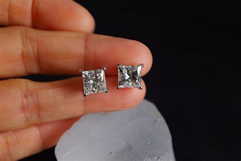 4.5ctw Princess Cut Diamond Earrings 18k | Gem Gardener