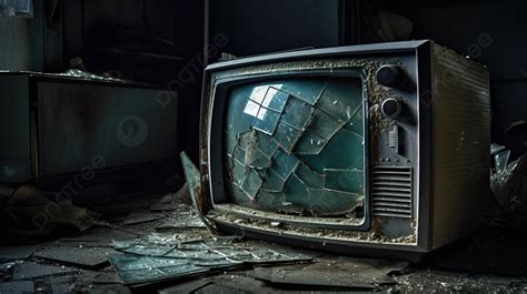 An Old Television Broken In An Old House Background, Broken Tv Picture, Broken, Television ...