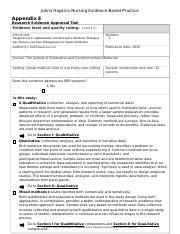 Appendix E Research Appraisal Tool 1.docx - Johns Hopkins Nursing Evidence-Based Practice ...