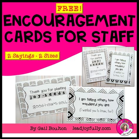 FREE download! Encouragement Cards for STAFF (or Students!) | Lead Joyfully