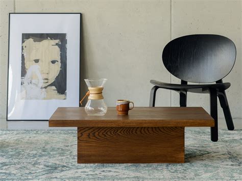 Wood Pedestal Coffee Table Low Wood Coffee Table Minimalist - Etsy