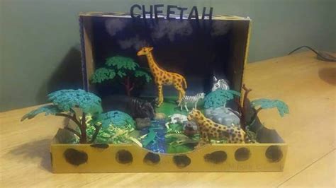 Cheetah diorama (Grasslands) | Diorama kids, Ocean art projects, Habitats projects