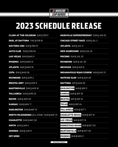 Calendarios de NASCAR 2023