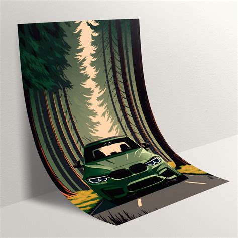 BMW M3 Poster Modern BMW M3 5th Generation Print Travel Poster Art Car ...