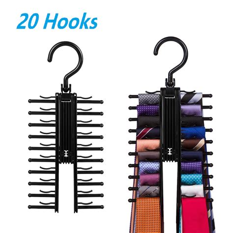 Tie Rack Hanger, EEEkit Tie Rack Holder with 20 Hooks Non-Slip Clips ...