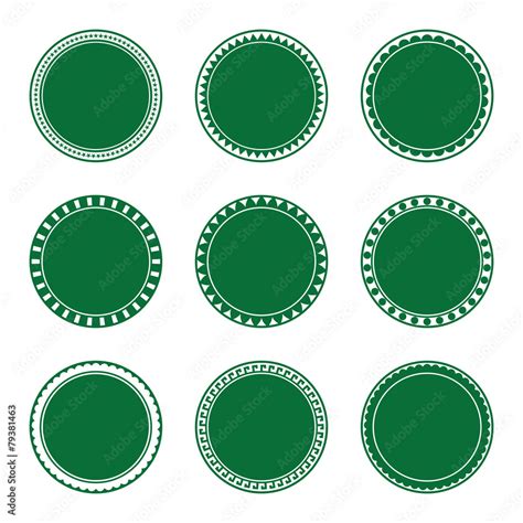 Green Decorative Stamp Set Stock Vector | Adobe Stock