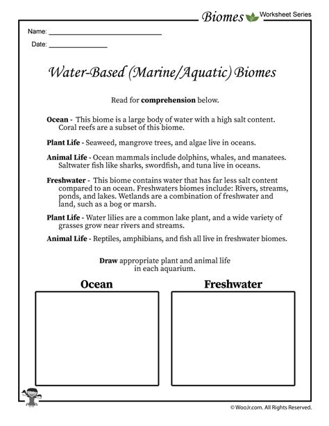 Aquatic Biomes Worksheet