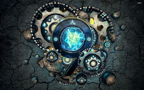 Gears Wallpaper Hd Resolution For Free Wallpaper | Steampunk wallpaper, Blue digital art, Cool ...