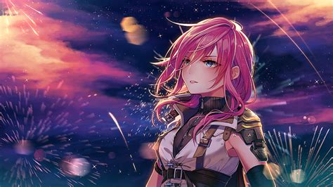 1366x768px, 720P Free download | Anime Girl Pink Hairs Looking Away ...