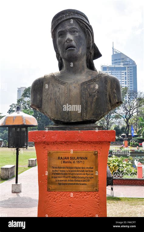 Rajah Sulayman monument in Roxas Boulevard, Manila. Rizal Park is one of the major tourist Stock ...