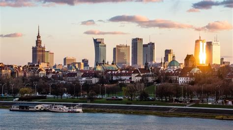 Warsaw skyline at sunset Poland - Photorator