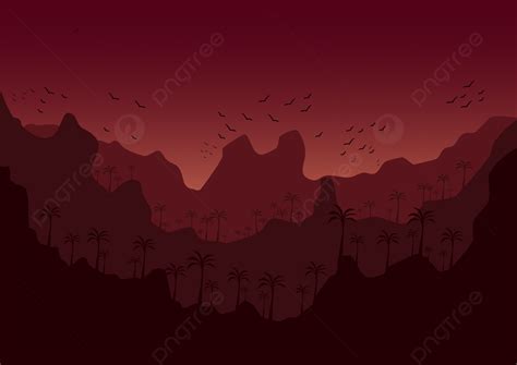 Cartoon Landscape Mountain Vector Sunset Nature Background, Mountain ...