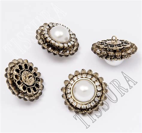 Rhinestone Buttons: Rhinestones Round Exclusive Buttons from Italy by Secondo Stefano Pavese ...