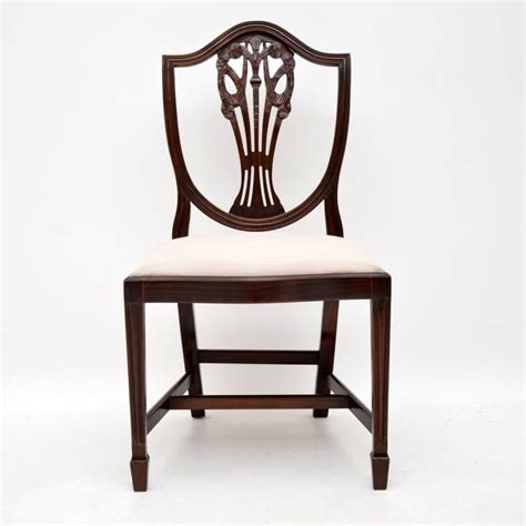 Set of 8 Antique Sheraton Style Mahogany Shield Back Dining Chairs | Marylebone Antiques