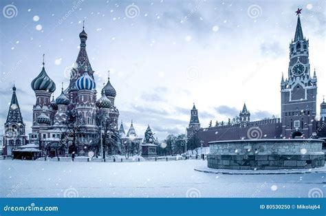 Christmas Time in Moscow - Snow Falling on Red Square Stock Photo ...