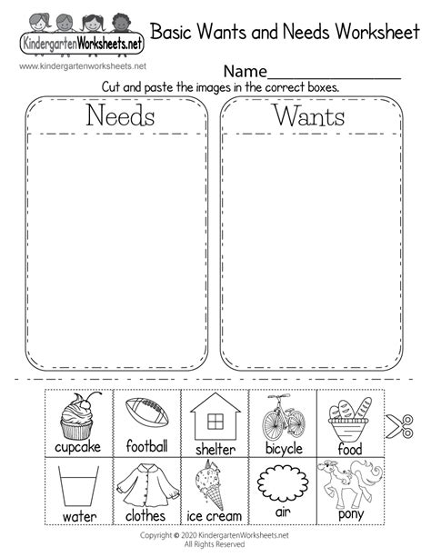 Wants Vs Needs Worksheet - Wordworksheet.com