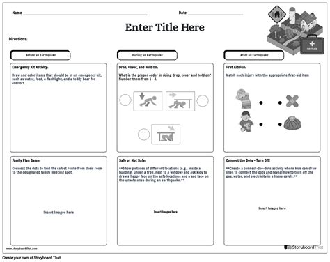 Earthquake Safety Worksheet for Kids with Activities BW - Worksheets Library