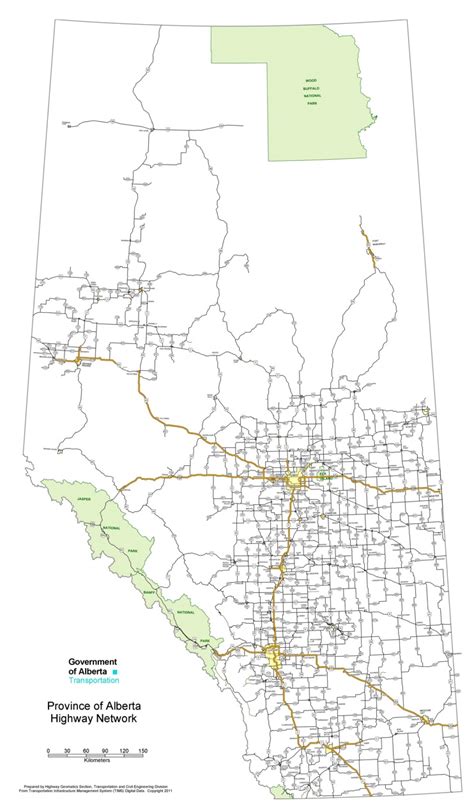 Alberta highway map - Ontheworldmap.com