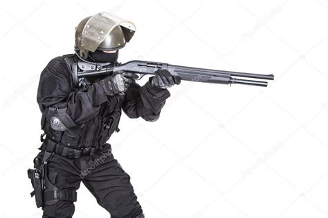 Spec ops soldier with shotgun Stock Photo by ©zabelin 53554749