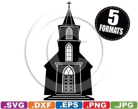 Small Country Church Silhouette Clip Art Image svg & dxf