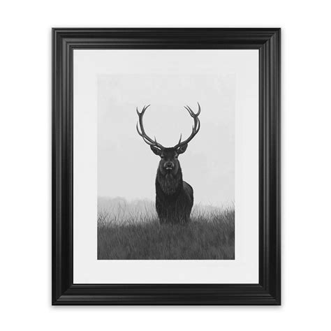 Black & White Elk Wall Art Print | Monochrome Animal Artwork – The ...