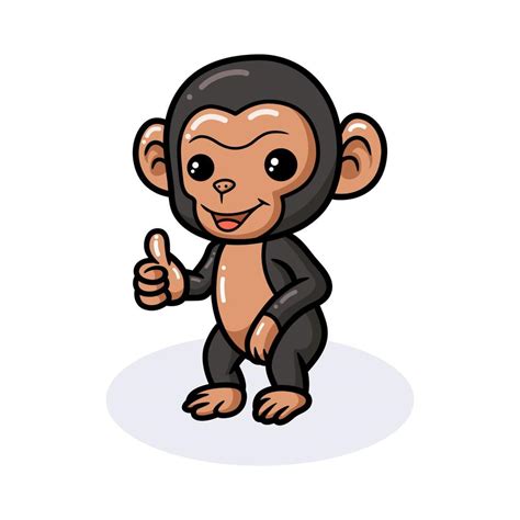 Cute baby chimpanzee cartoon giving thumb up 10380933 Vector Art at ...