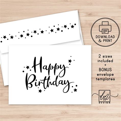 Happy Birthday Printable Card And Envelope / Instant Download | Etsy