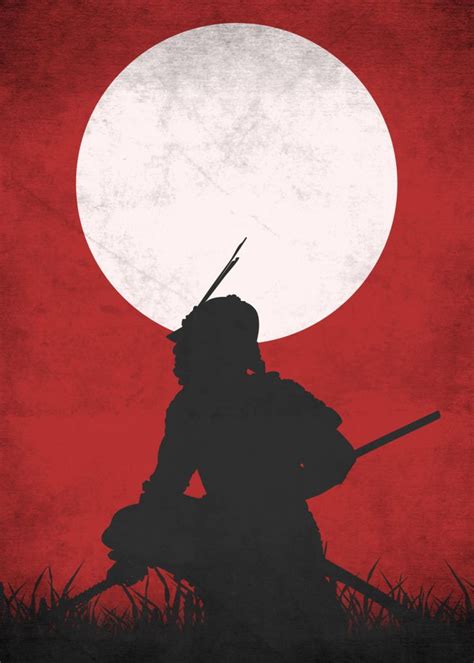 'Red Samurai' Metal Poster Print - Eternal Art | Displate in 2021 ...