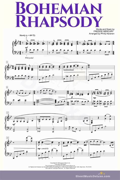 Bohemian Rhapsody Piano Sheet Music Letters - zimzimmer