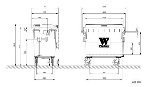 Sizes, dimensions and measures of the mobile garbage bins 660 l images ...