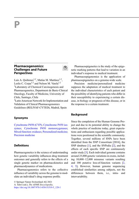 (PDF) Pharmacogenomics: Challenges and Future Perspectives