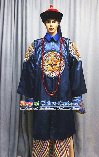 Chinese Traditional Drama Costume Ancient Qing Dynasty Manchu Royal Highness Clothing for Men