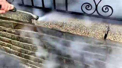 Stone wall cleaning using 150 degrees steam cleaner. - YouTube