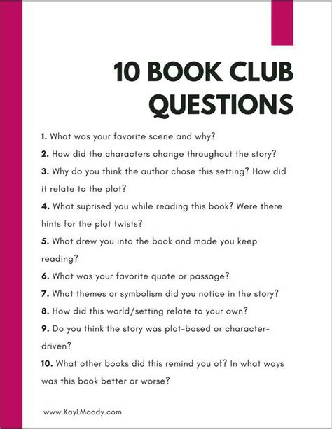 Free Printable Book Club Questions