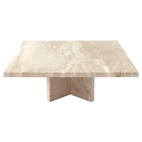 Large Square Travertine Coffee Table For Sale at 1stdibs