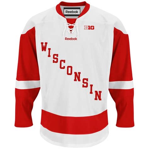 Wisconsin Badgers Reebok Hockey Jersey - White - Fanatics.com